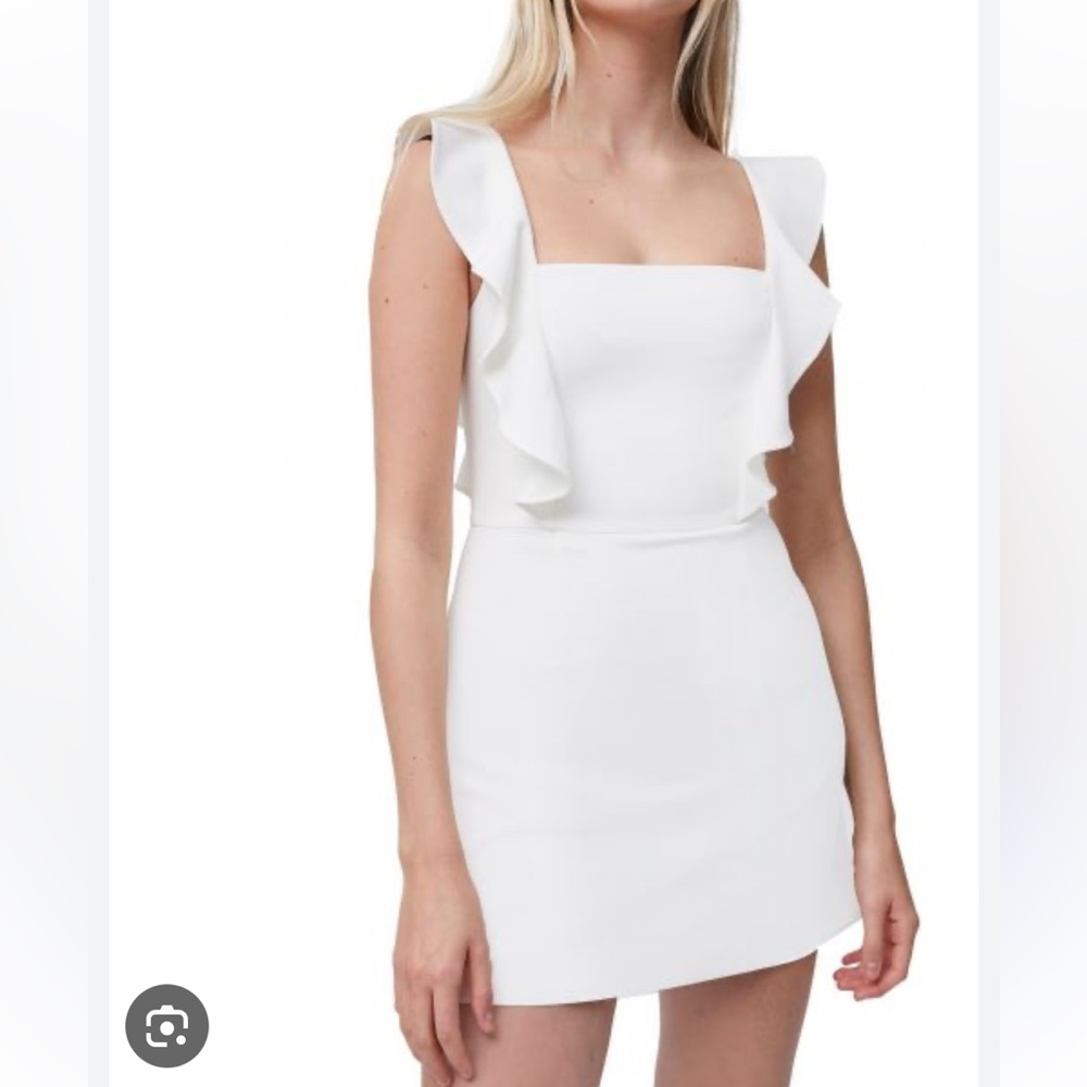 French Connection Whisper Ruffle White Dress Size 8